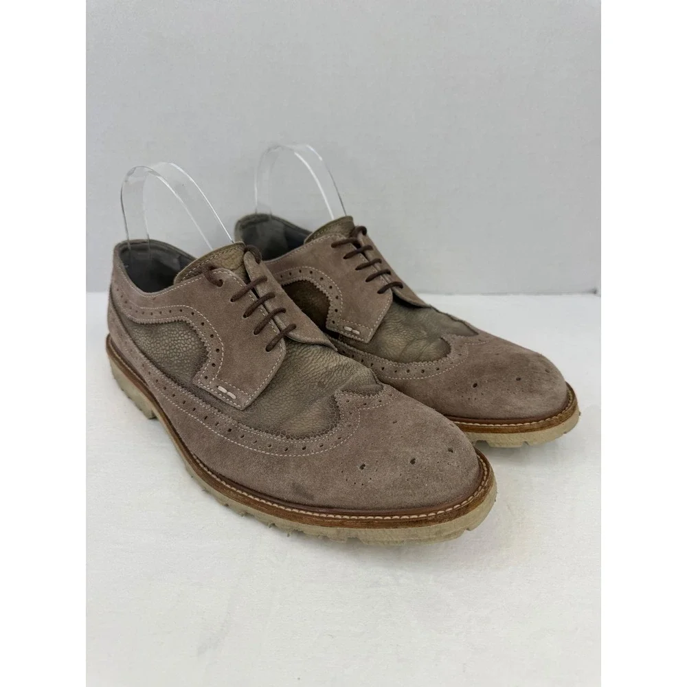 Kenneth Cole New York‎ Slow N Steady Mens 9.5 Wingtip Oxford Shoes Brown Suede